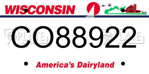 CO88922 Wisconsin License Plate