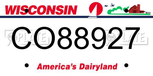 CO88927 Wisconsin License Plate