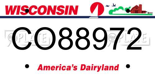 CO88972 Wisconsin License Plate