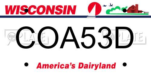 COA53D Wisconsin License Plate