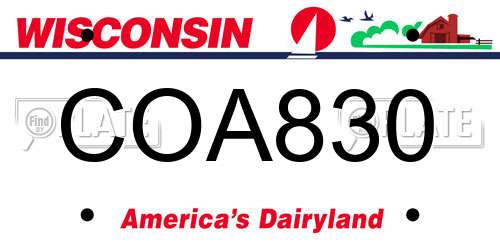 COA830 Wisconsin License Plate
