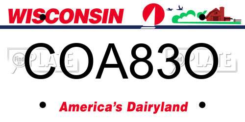COA83O Wisconsin License Plate