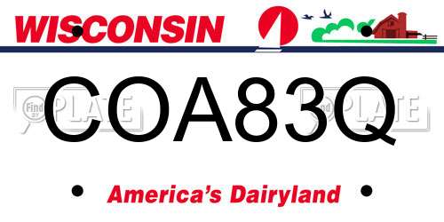 COA83Q Wisconsin License Plate