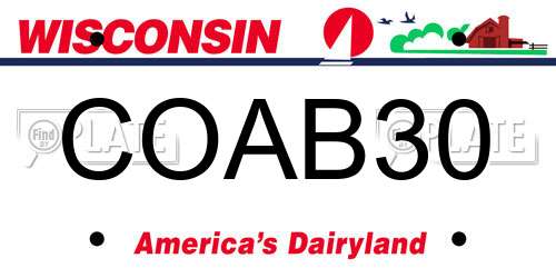 COAB30 Wisconsin License Plate