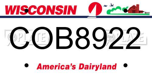 COB8922 Wisconsin License Plate