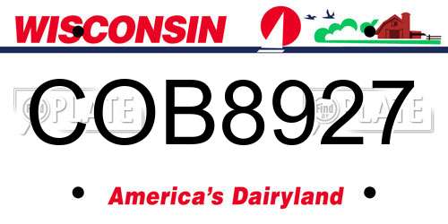 COB8927 Wisconsin License Plate