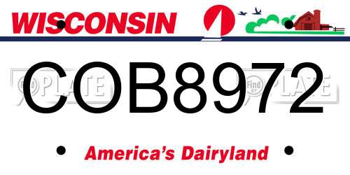COB8972 Wisconsin License Plate