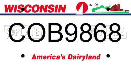 COB9868 Wisconsin License Plate