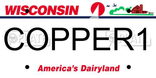 COPPER1 Wisconsin License Plate