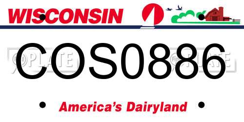 COS0886 Wisconsin License Plate