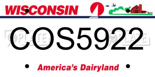 COS5922 Wisconsin License Plate
