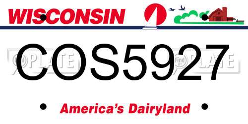 COS5927 Wisconsin License Plate