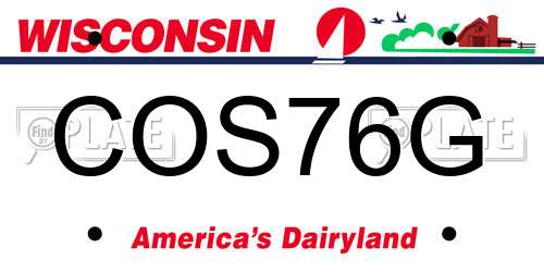 COS76G Wisconsin License Plate