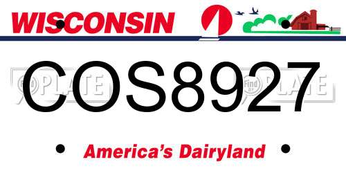 COS8927 Wisconsin License Plate
