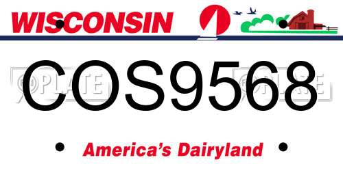 COS9568 Wisconsin License Plate