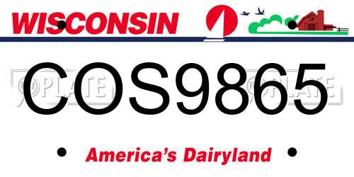 COS9865 Wisconsin License Plate