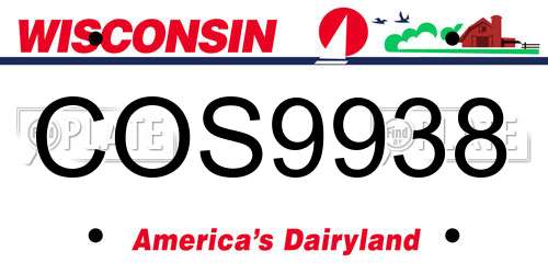 COS9938 Wisconsin License Plate