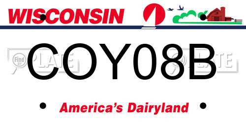 COY08B Wisconsin License Plate