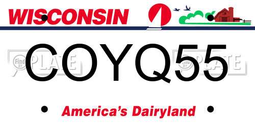 COYQ55 Wisconsin License Plate
