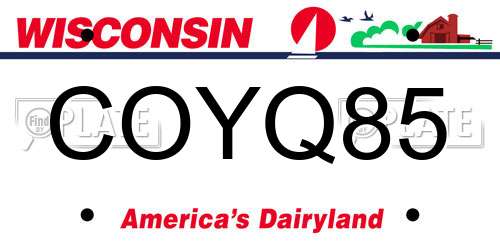 COYQ85 Wisconsin License Plate