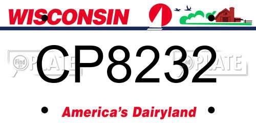 CP8232 Wisconsin License Plate