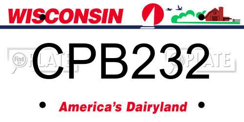 CPB232 Wisconsin License Plate