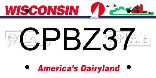 CPBZ37 Wisconsin License Plate