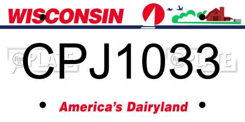CPJ1033 Wisconsin License Plate