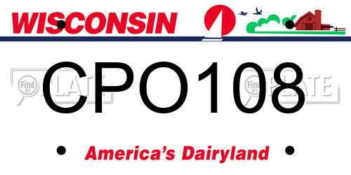 CPO108 Wisconsin License Plate