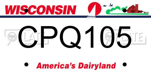 CPQ105 Wisconsin License Plate