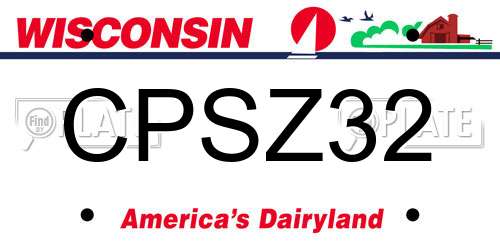 CPSZ32 Wisconsin License Plate