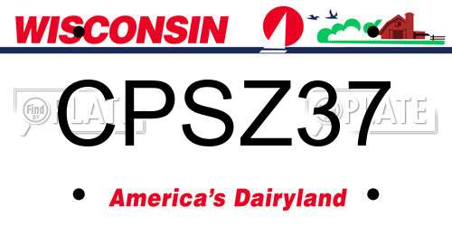 CPSZ37 Wisconsin License Plate