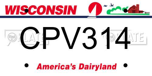 CPV314 Wisconsin License Plate