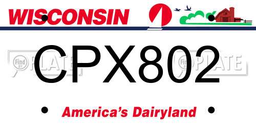 CPX802 Wisconsin License Plate