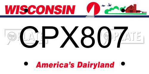 CPX807 Wisconsin License Plate