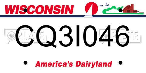 CQ3I046 Wisconsin License Plate