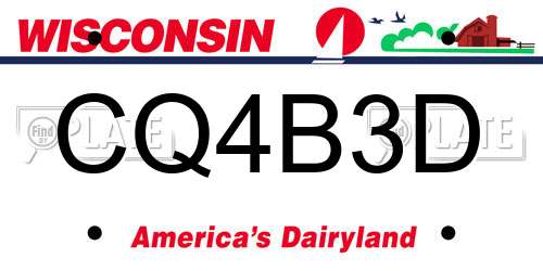 CQ4B3D Wisconsin License Plate