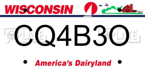 CQ4B3O Wisconsin License Plate