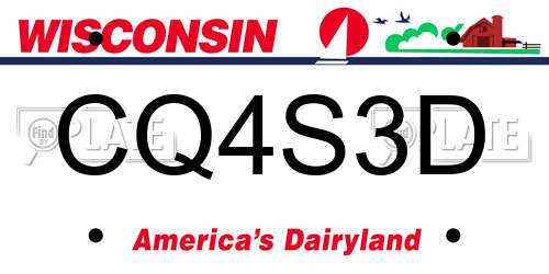 CQ4S3D Wisconsin License Plate
