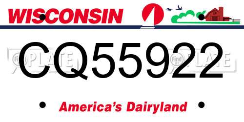 CQ55922 Wisconsin License Plate
