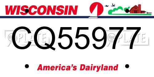 CQ55977 Wisconsin License Plate