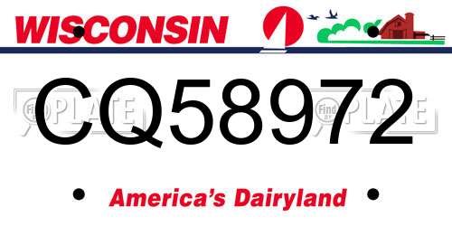 CQ58972 Wisconsin License Plate