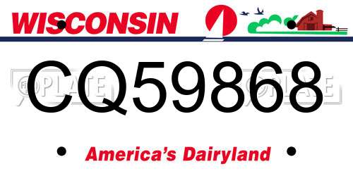 CQ59868 Wisconsin License Plate