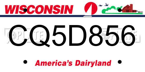 CQ5D856 Wisconsin License Plate