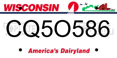 CQ5O586 Wisconsin License Plate