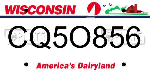CQ5O856 Wisconsin License Plate