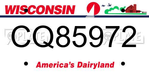 CQ85972 Wisconsin License Plate