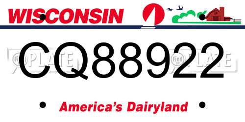 CQ88922 Wisconsin License Plate