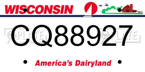 CQ88927 Wisconsin License Plate