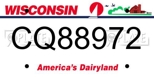 CQ88972 Wisconsin License Plate